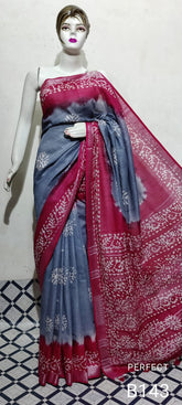 Cotton linen batik print saree Husain